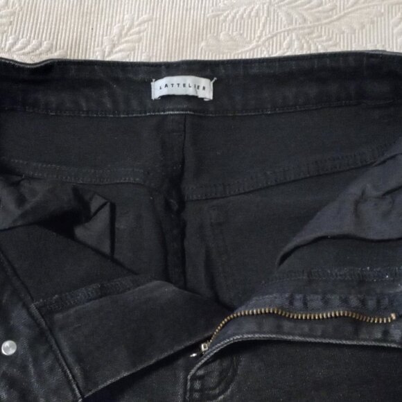 Lattelier Jeans Black Stone Washed Unhemmed Rough Edge (M) 27" - Picture 6 of 16